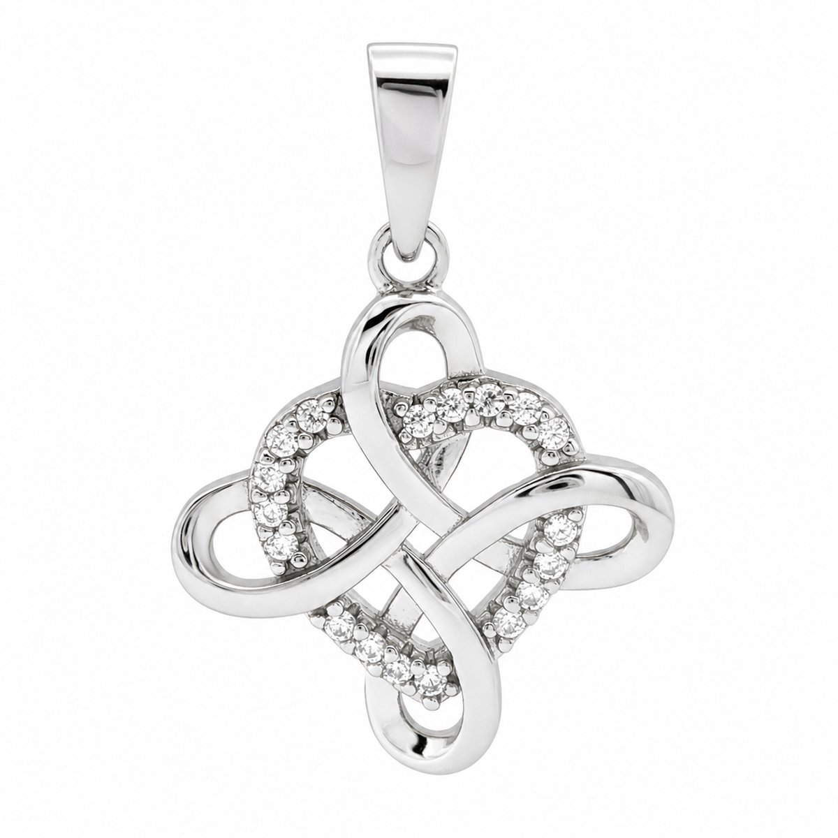 Juwelier Zwartevalk - Zilveren (gerhodineerd) hartje hanger met zirkonia stenen - 24.411