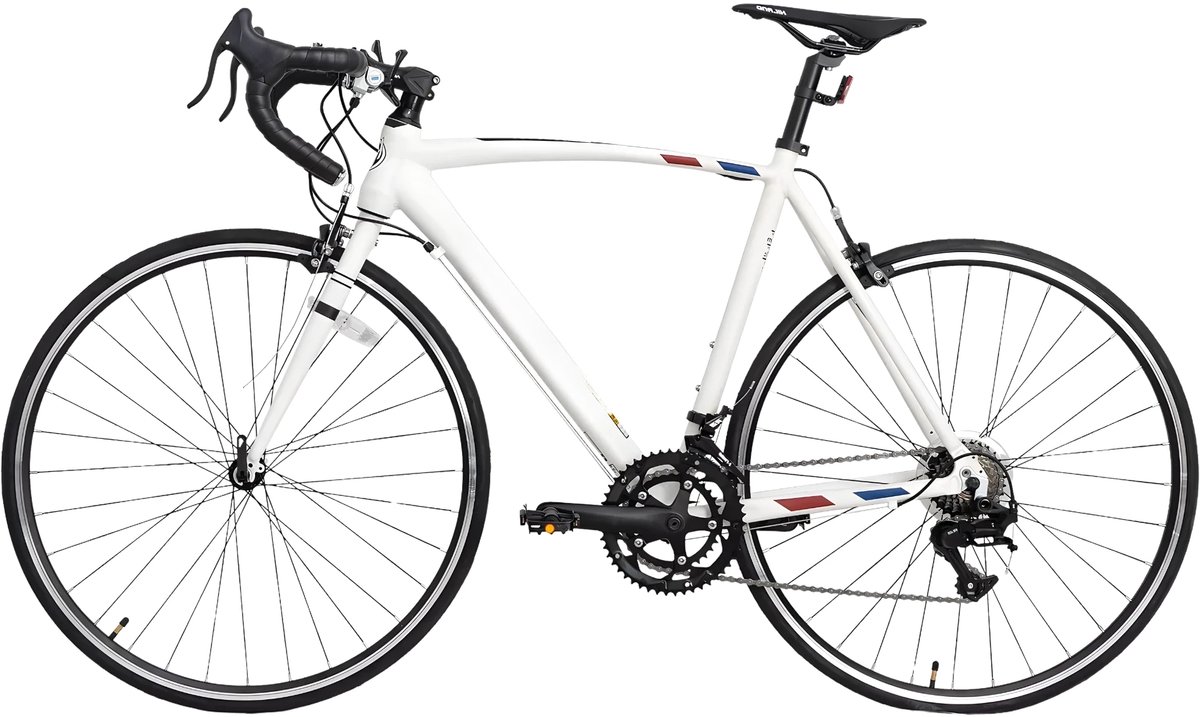 Racefiets – Voor dames en heren – 700 c, 14 versnellingen, lichtgewicht aluminium frame, stads- en racefiets – White-M-14