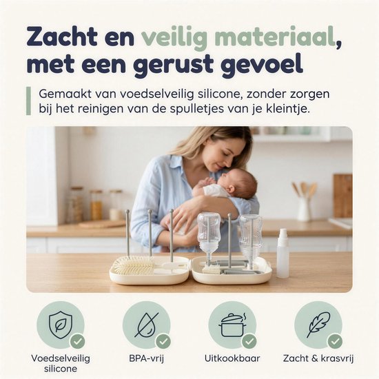 Numsy Flessenborstel Set On The Go - Flessenborstel Siliconen - Flessenborstel Lang van Numsy — afbeelding 3