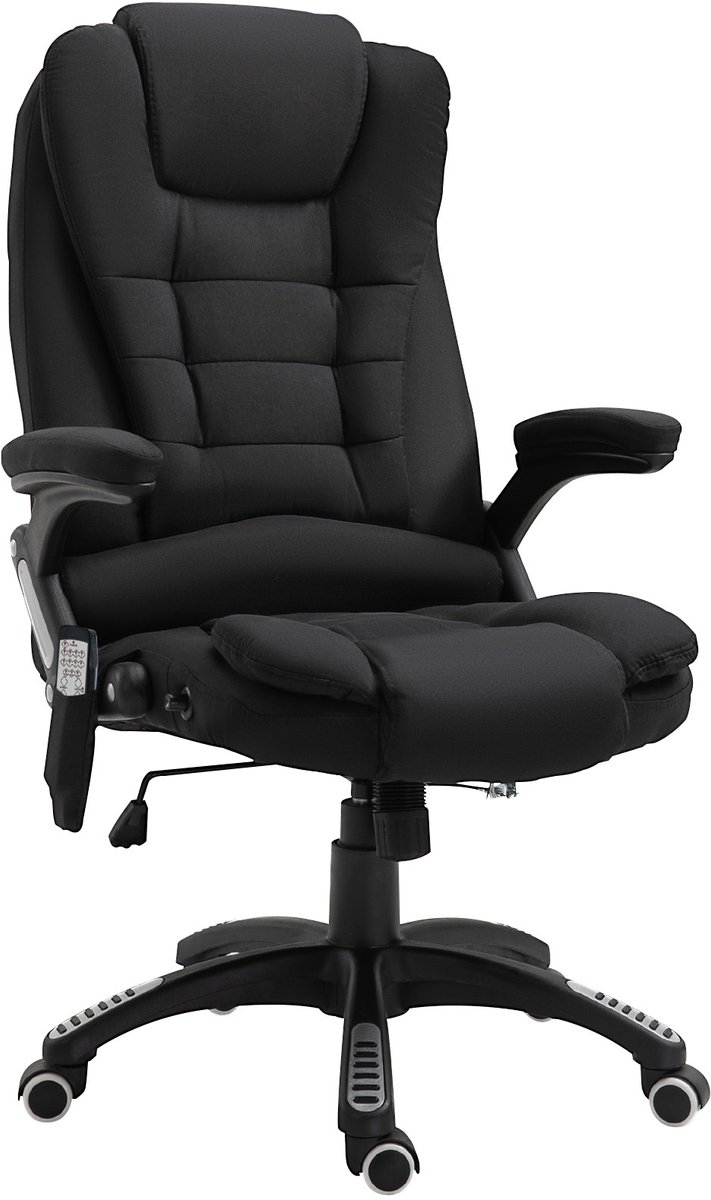 Gamingstoel Bureaustoel Massagestoel Met Verwarmingsfunctie Hoogte Verstelbaar 67x74x116-126 cm Zwart Polyester Ergonomische Draaistoel Chefsessel Massagefunctie Ligfunctie 360掳 Roterend Computerstoel Comfortabel Belastbaar 120 kg