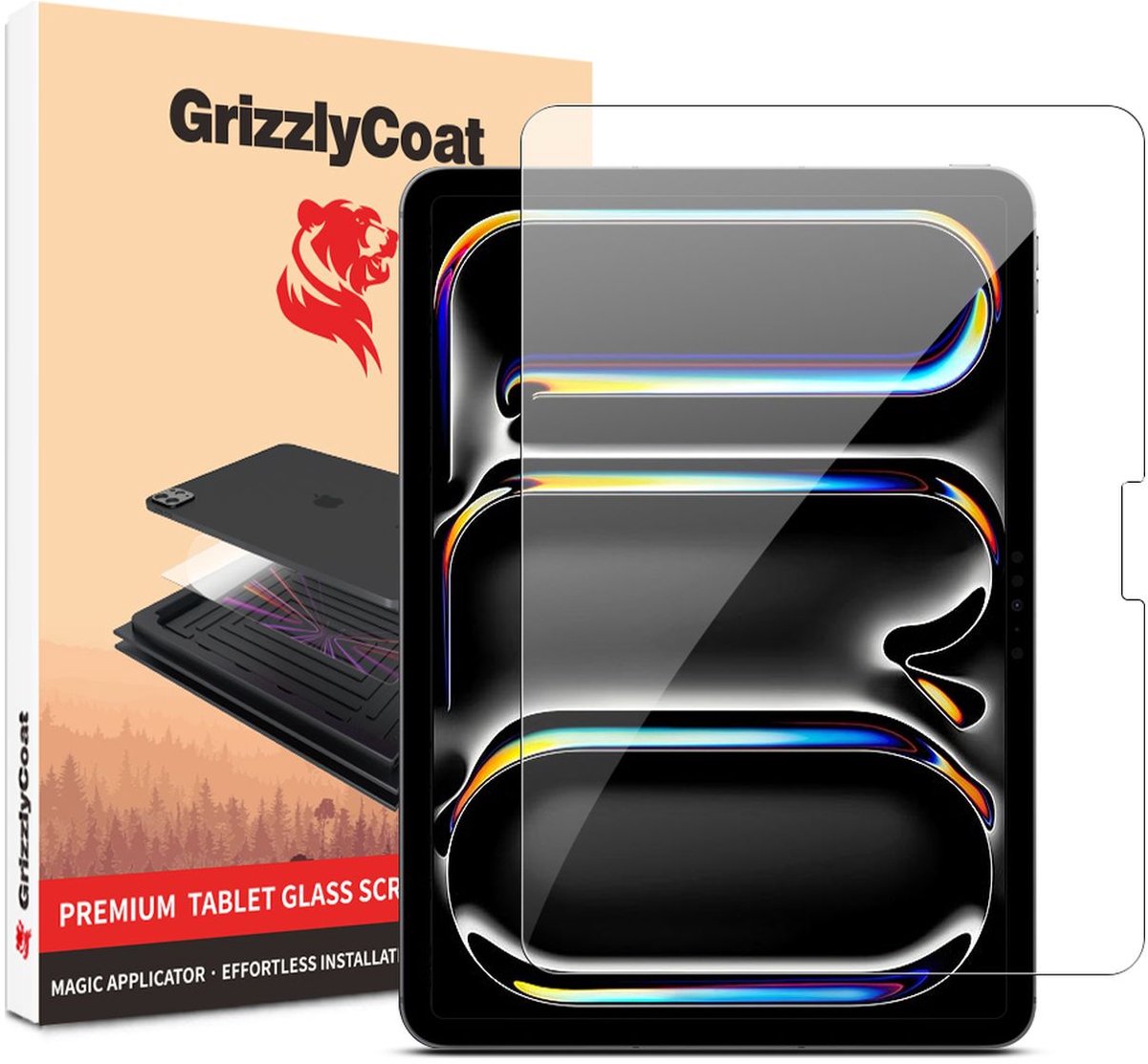 GrizzlyCoat Screenprotector geschikt voor Apple iPad 11 (2025) Glazen | GrizzlyCoat Magic Applicator Screenprotector - Case Friendly + Installatie Frame