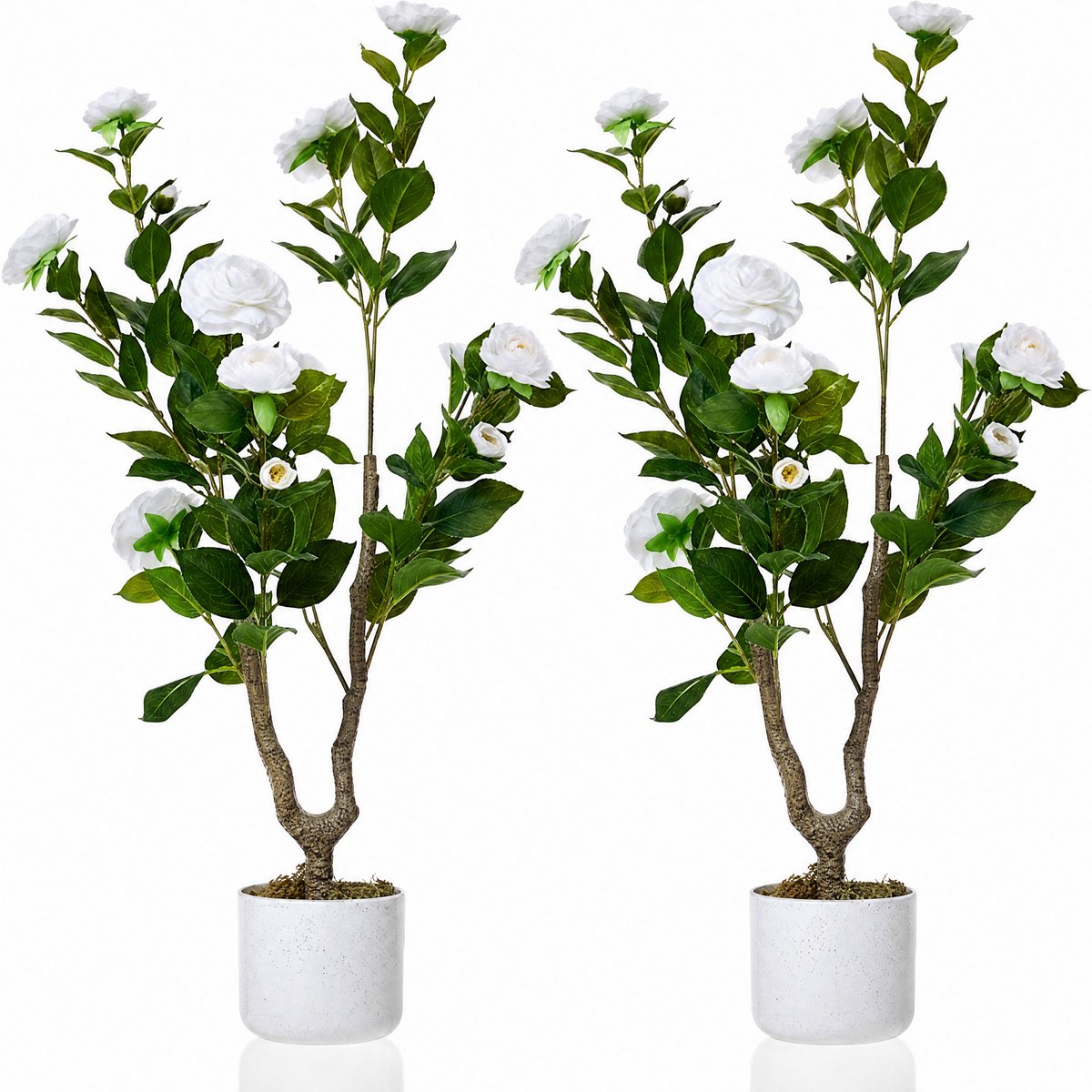 HOERFURIY - Kunst Camellia Boom Wit 2 stuks - Jaarronde bloei - Compact formaat