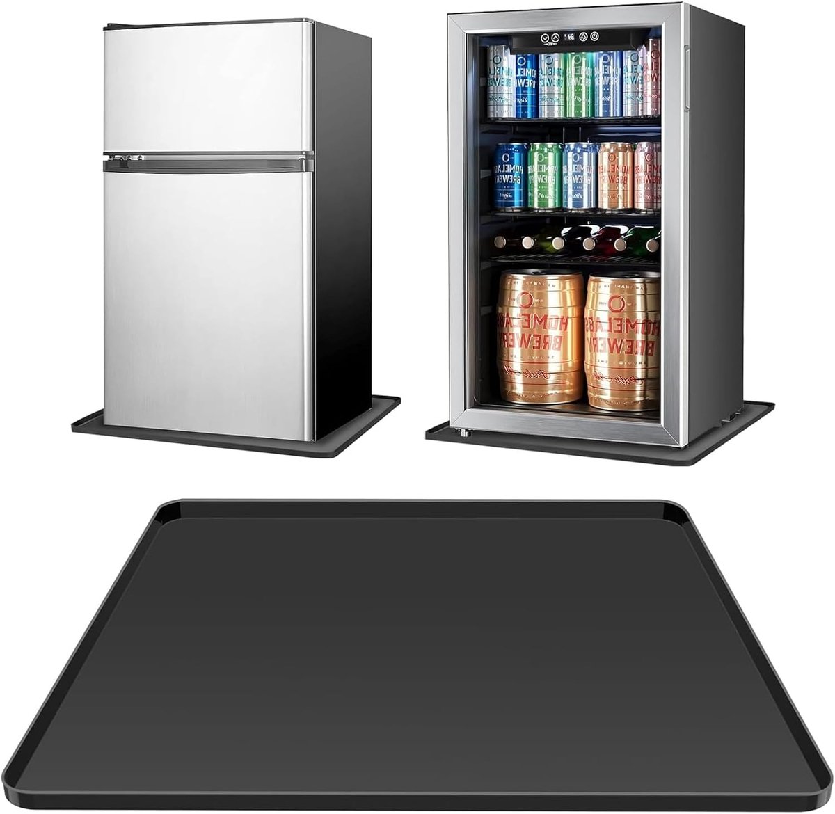 KZQ Siliconen mat - Wasmachine voets - Waterdichte siliconen beschermgroef voor de voet - Beschermt de vloer - Voorkomt lekkages van wasmachines, drogers, vaatwassers, koelkasten en airconditioners - 60x60x2 cm