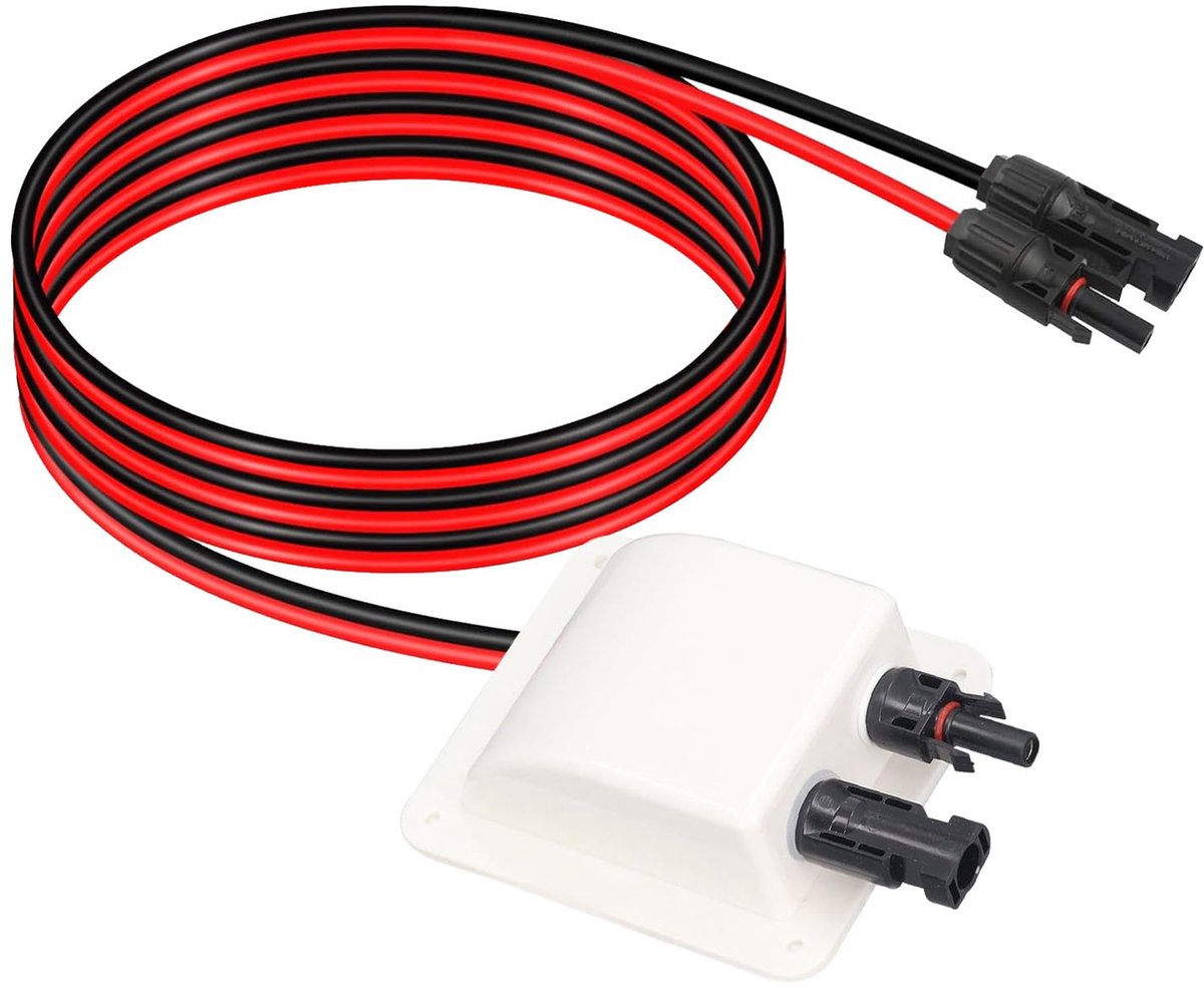SnelShoppen - Solar Daktuleiding, Waterdichte ABS Kabelinvoer, Dubbel Kabeldoorvoer met 2m 10 AWG Zonnepanelen Kabel voor Caravan, Boot en Motorhome,
