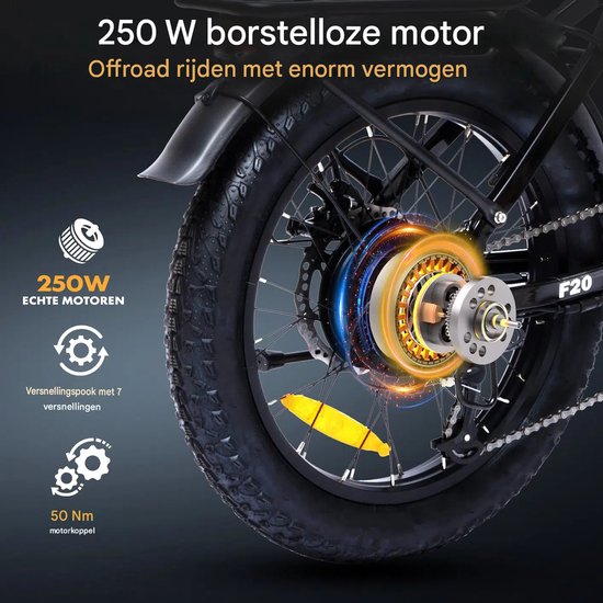 20x3.0 Inch Elektrische Fiets–48V 15Ah–Actieradius tot 110 km–Shimano 7 Versnellingen–Elektrische Stadsfiets–Wit — afbeelding 4