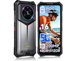 Robuuste Smartphone - DOOGEE V50 - 5G LET - 6,78" - 48GB RAM - 512GB ROM - 11000 mAh 66W - Android 16 - 200MP hoofdcamera met groothoeklens en macrolens - Bluetooth Walkie Talkie, POC - NFC GPS - Silver