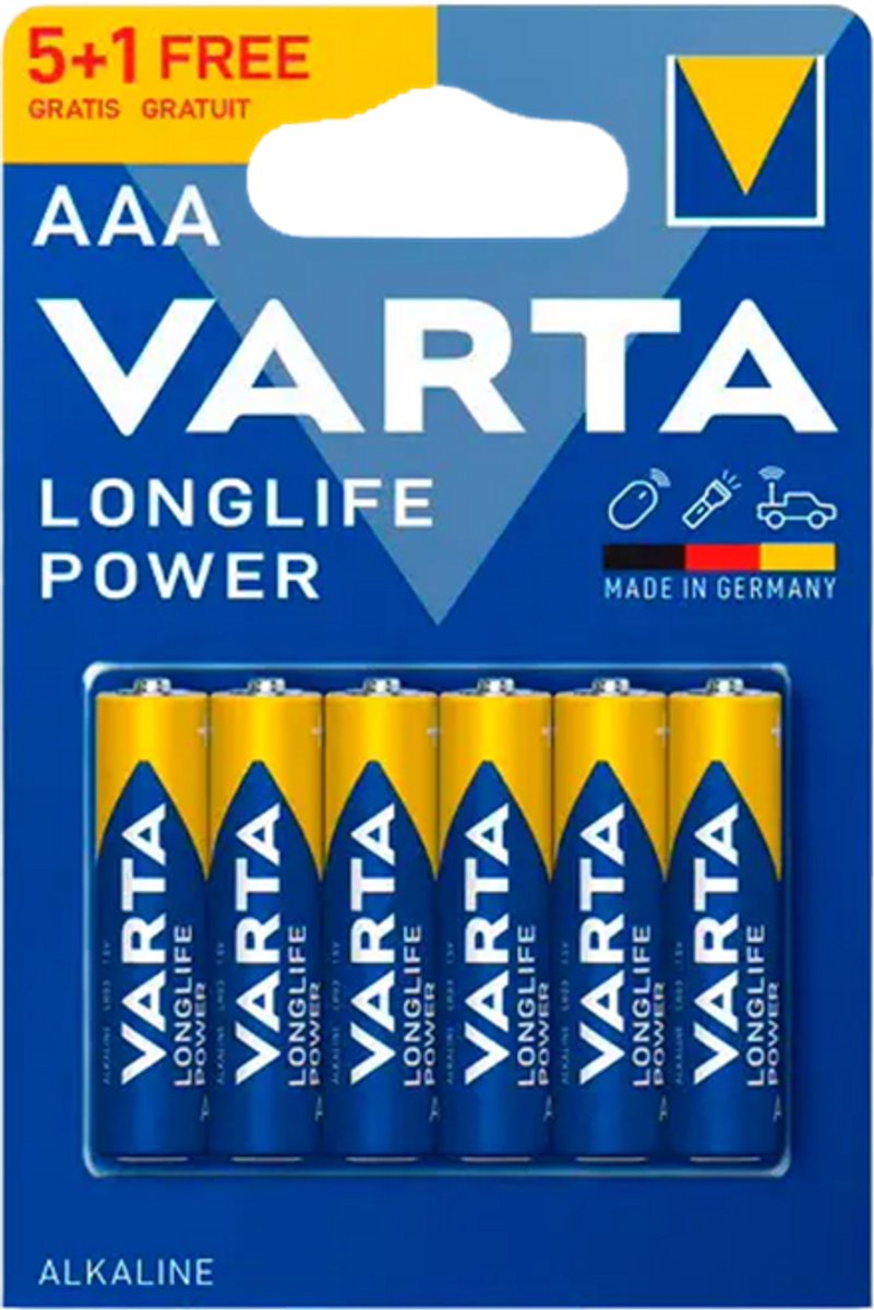 Varta Longlife Power LR03 4903 AAA Batterijen 6 Stuks