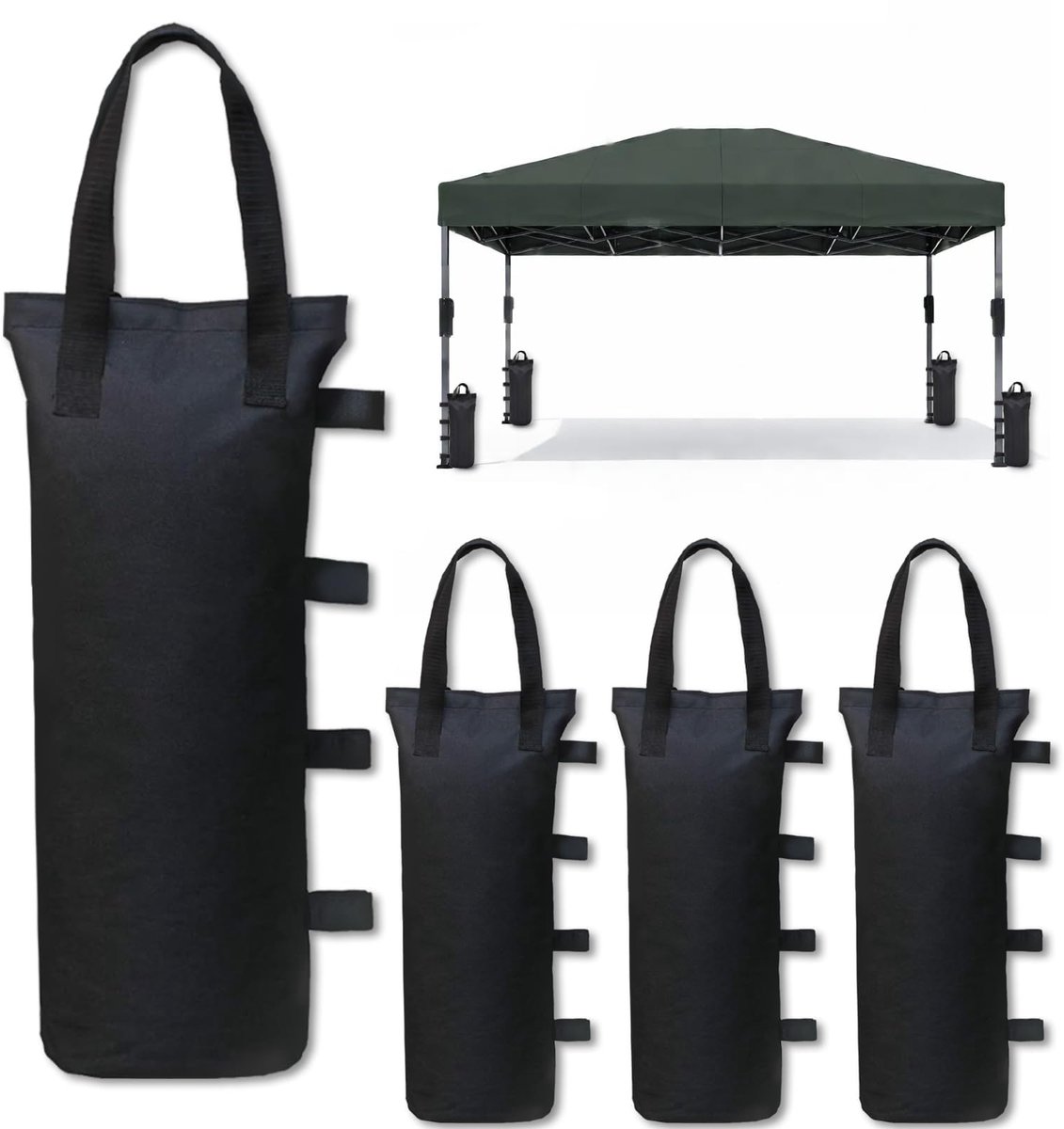 Set van 4 tuinhuis gewichten zandzakken voor kamperen - Elke zak houdt 10 kg - 51 x 21cm- Zonder zorgen over wegwaaien of instorten - voor het bevestigen van tent en parasol