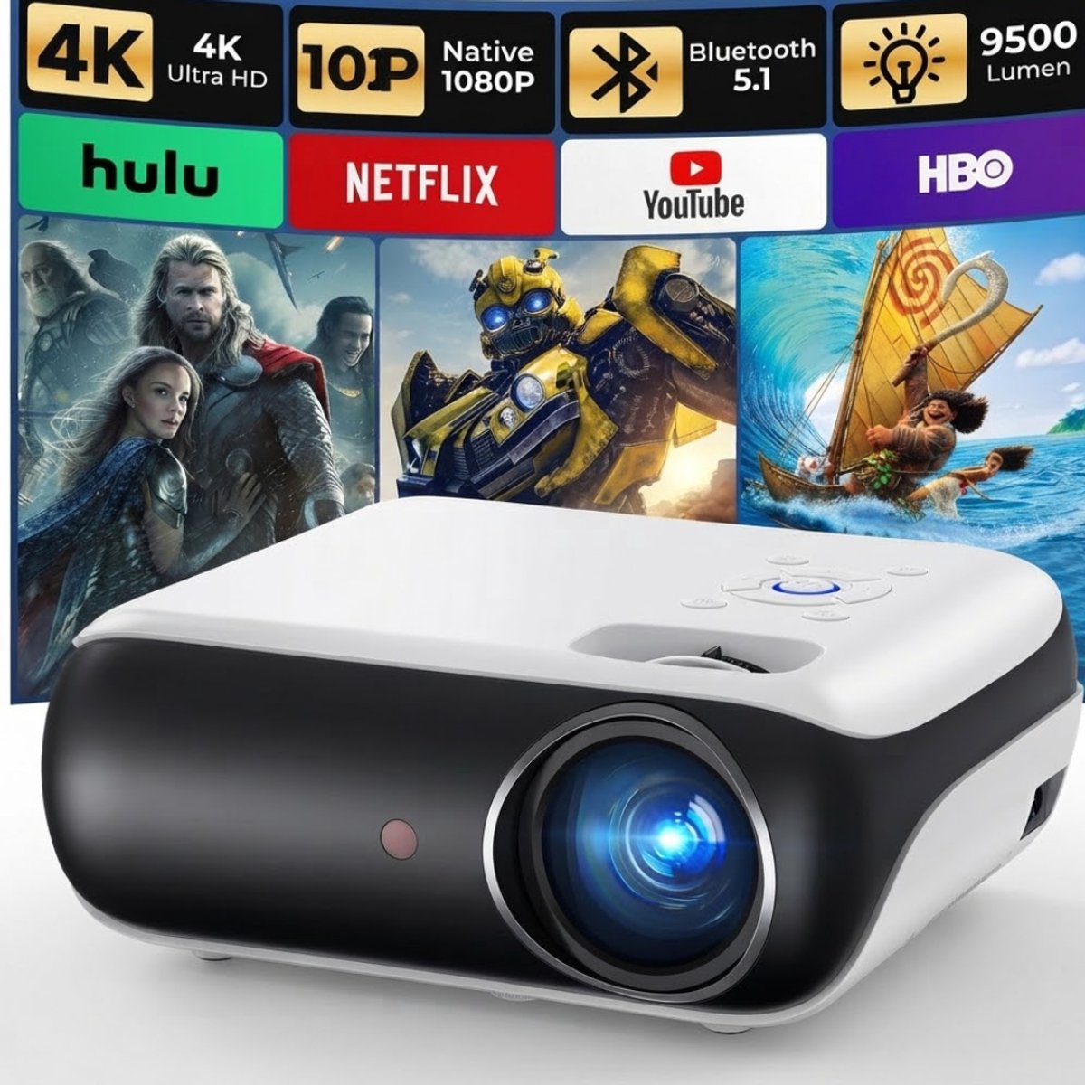 LNMsolutions® Mini Beamer - Beamer - Projector - Wit /Zwart - 21cm x 18cm x 10cm