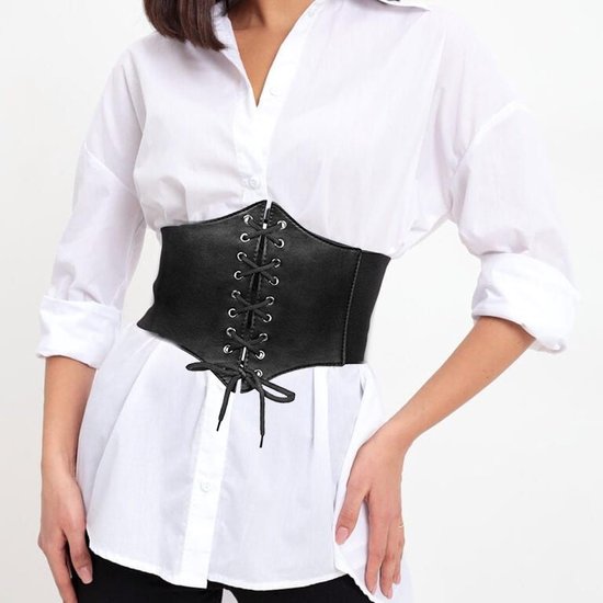 Corset riem, elastische riem voor vrouwen piratenkostuum volwassen vrouwen piratenkorset Catwoman accessoires leren korset riem taille korset voor cosplay piratencatwoman — afbeelding 5
