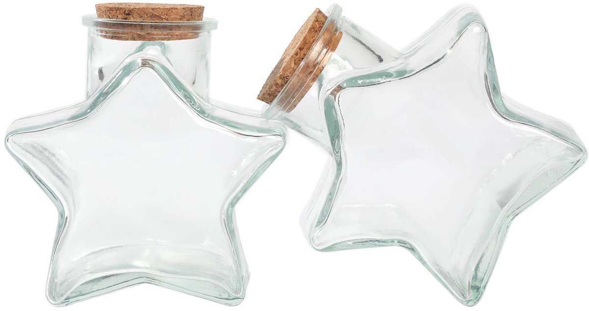 Decoratieve Glasflessen met Kurken Stoppen (296 ml Stervormige Flessen / 2 Stuks)