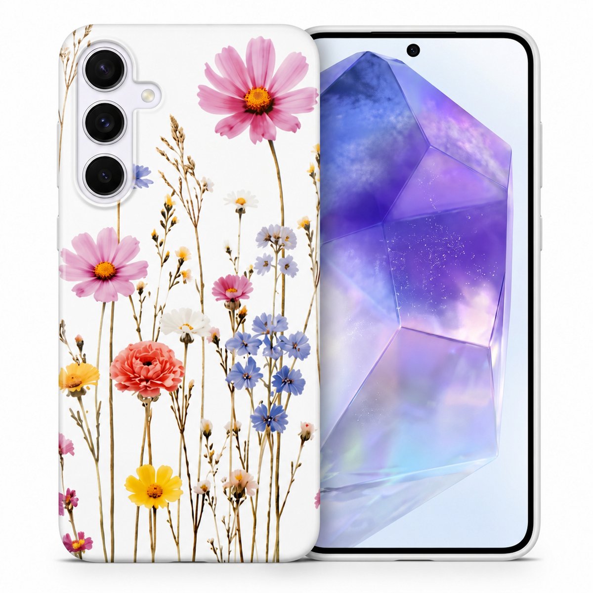 Hoesje geschikt voor Samsung Galaxy A55 – Wild Bloemen – Exclusief Design – Polycarbonaat – Floral