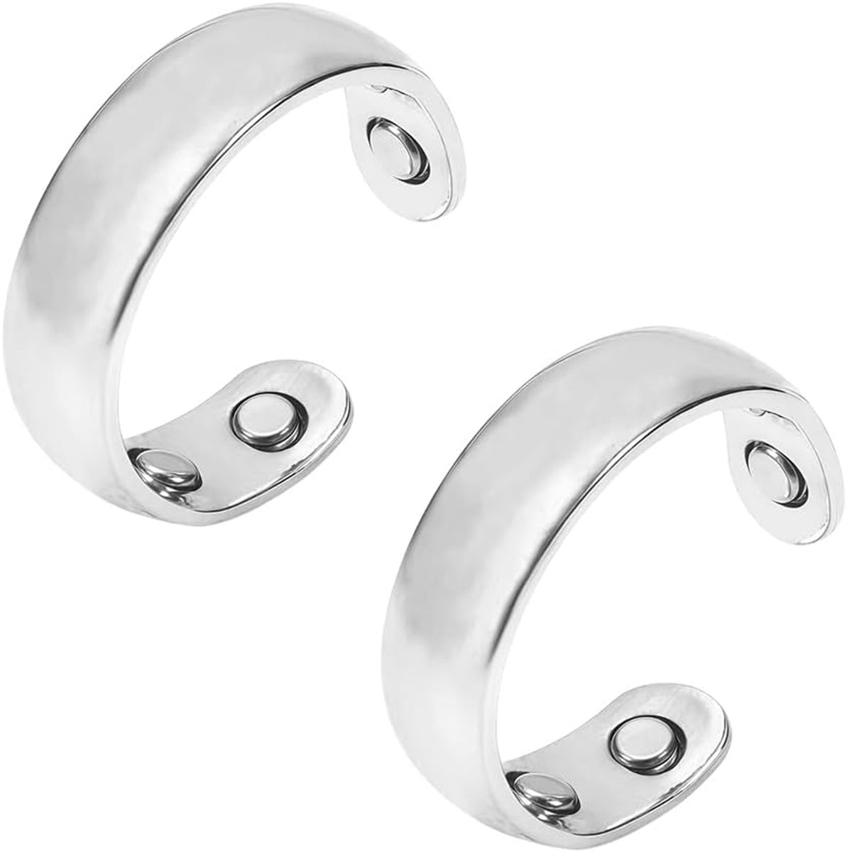Ringen van roestvrij staal voor dames en heren, open magneetring, verstelbaar, dubbele rij, zilveren ring, elegante sieraden, ideaal cadeau, ring voor dames en heren