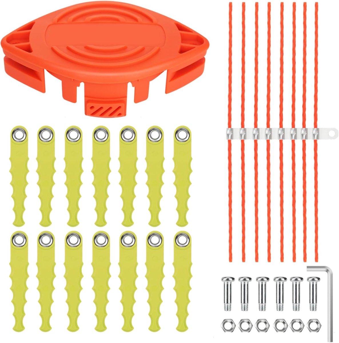 A6485, Sense Trimmer voor Black Decker GL280, GL301, GL425, GL430, GL545, GL555, GLC13 accu-grastrimmer, 14 x reservemessen met 8 x extra sterke draad (30 stuks)