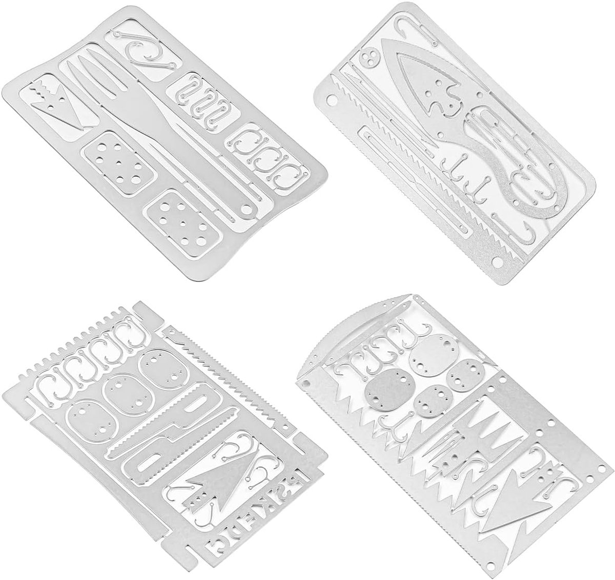 4 stuks roestvrij staal camping survival kaart outdoor multifunctioneel gereedschap kaart camping multifunctioneel EDC multitool