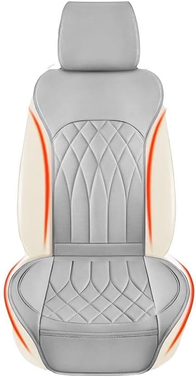 Universale autostoelbeschermer van PU-leer, luxe beschermer, voorstoelhoezen, waterdichte stoelhoes, ideale beschermers voor auto's (grijs)