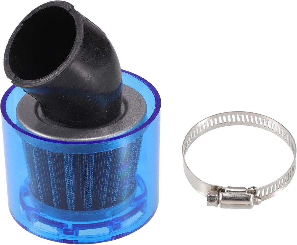 ABSOPRO Luchtfilterreiniger Gebogen 40mm/1.57" Motorfietsfilter voor 110-125cc De meeste motorfietsen ATV Bromfietsen Crossmotoren Racefietsen Blauw
