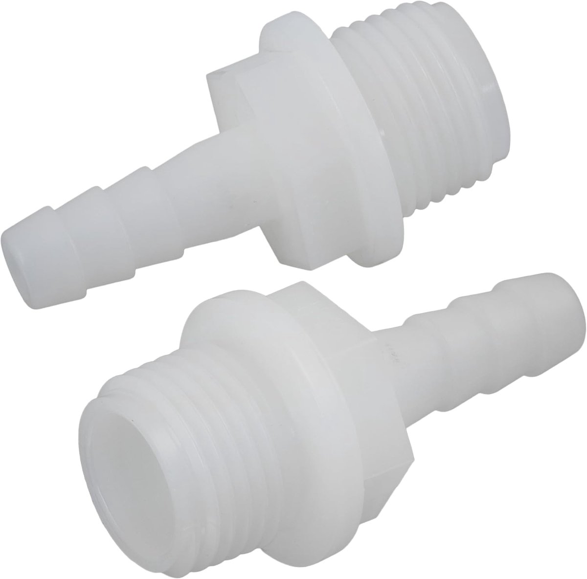 - Set van 2 rechte gecanneleerde mannelijke fittingen 1/2 inch x Ø 10 mm voor schroeven - buitendraad - adapter connector irrigatiesysteem - van polyamide - kleur wit