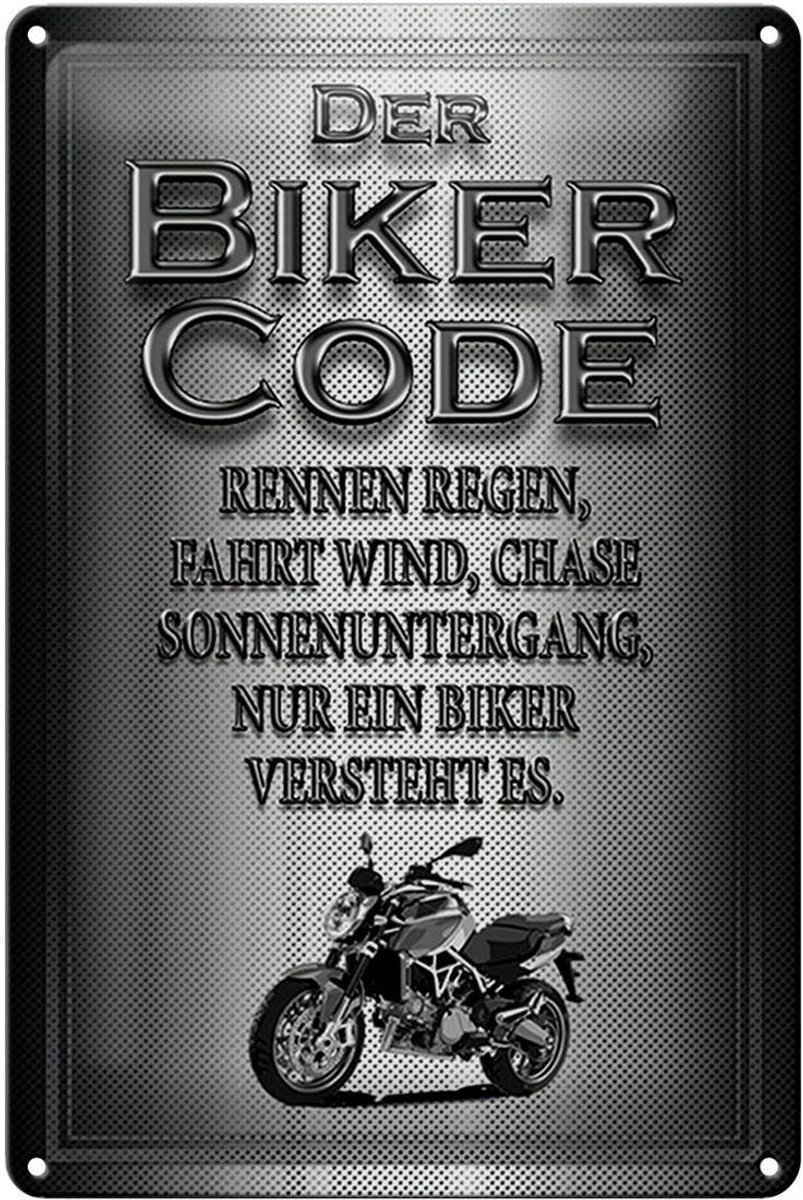 Blechschild Motorrad 20x30cm Biker Code rennen regen wind