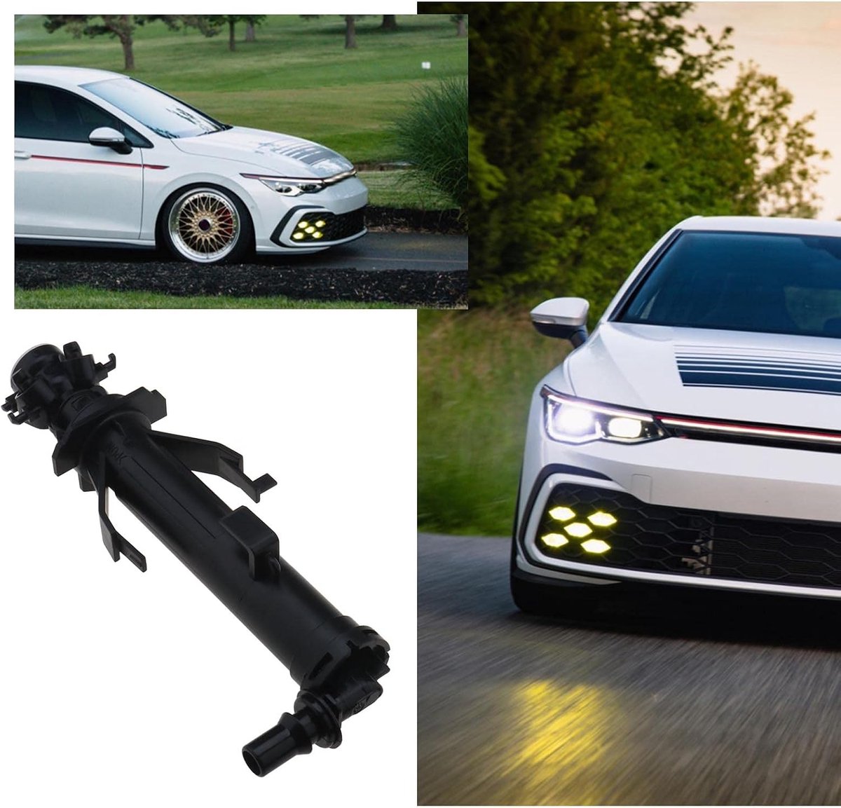 Koplamp Washer Water Nozzle Vervanging 5G0955966 Compatibel met VW Golf Mk7 2012-2017 Koplamp Washer Jet Auto Accessoires
