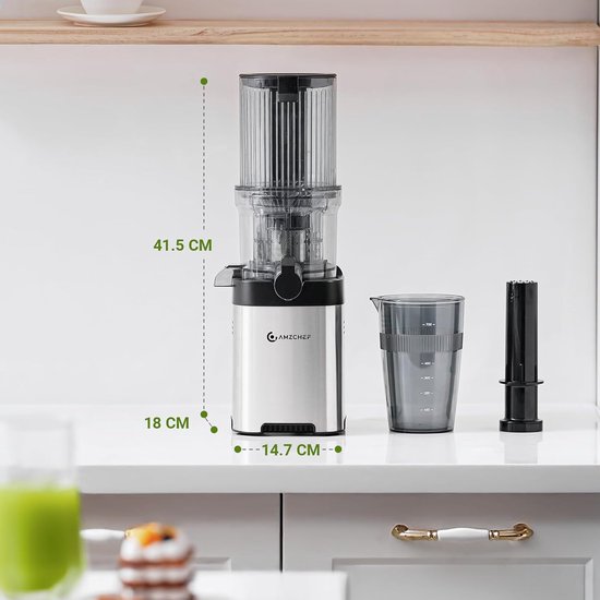 Slow Juicer - Koude Pers Juicer - Gezond Sap Maken - 120mm Brede Opening - 1.8 Liter - Zilver — afbeelding 4