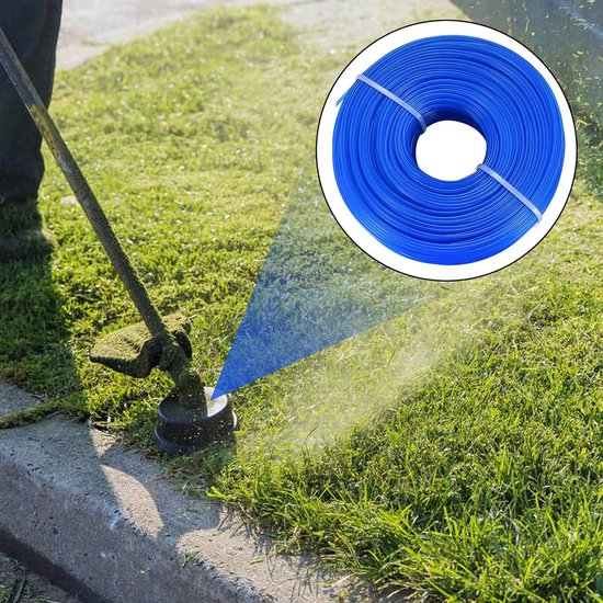 2 stuks 1,6 mm trimmerdraad, in totaal 200 m nylon maaidraad, bosmaaierdraad, trimmerdraad voor grastrimmer, reservekabel voor park, tuin, tuin, gras, onkruid, blauw, groen, 100 m x 2 stuks van Merkloos	 — afbeelding 3
