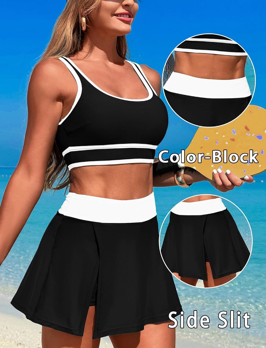 Sets voor dames, push-up tankini-badpakken, bescheiden badmode, surfpak, rasbeschermers, tweedelig badpak, tennisrok, S M L XL