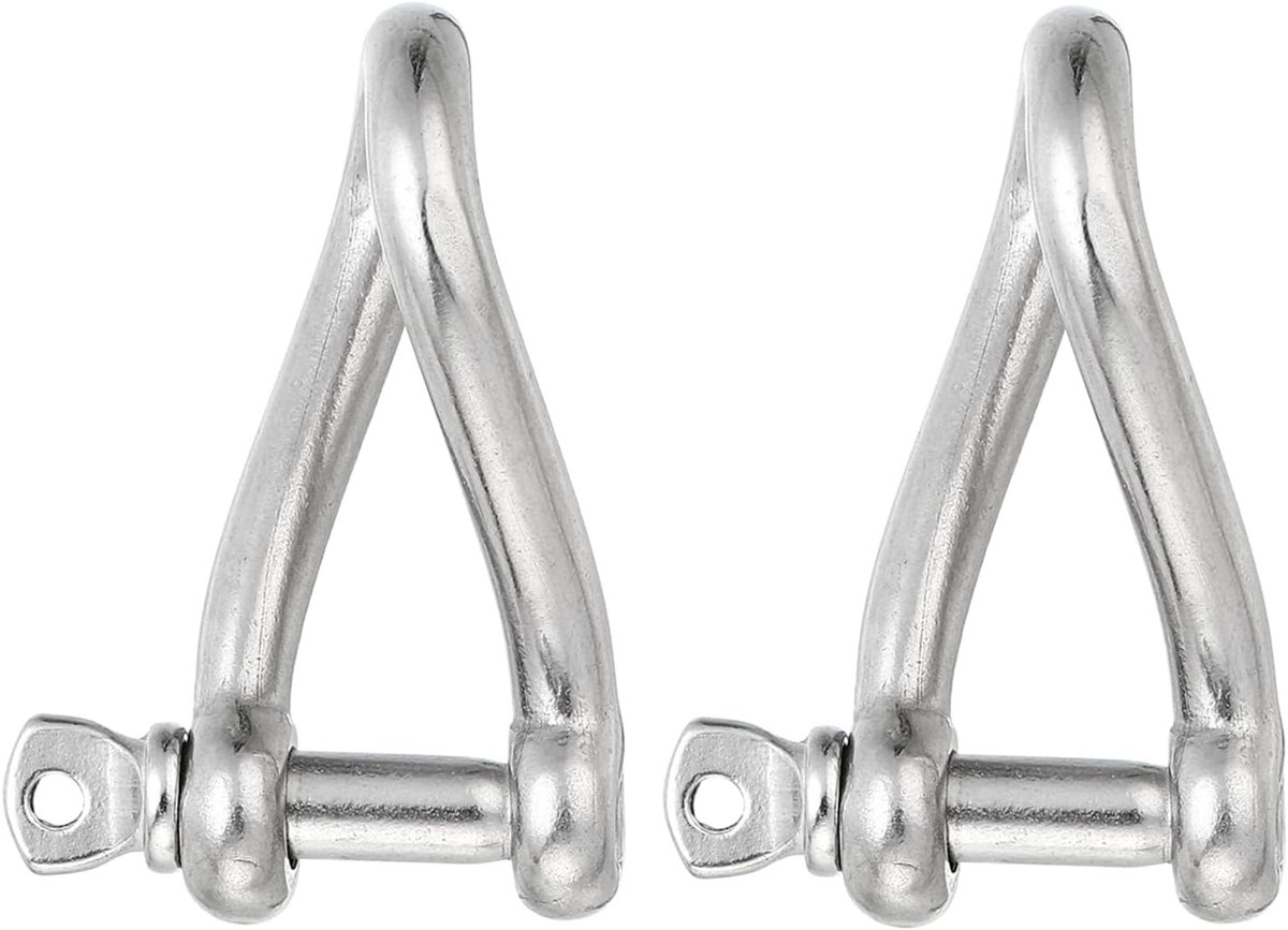 316 Rvs Twist Beugel 1/4 "6Mm, 2 Pack 350Lb Belasting Schroef Pin Sluitingen Voor Tractie Staaldraad Touwen Marine Handling Accessoires