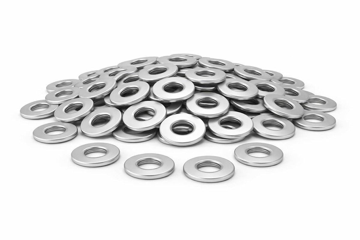 Platte sluitring M10 roestvrij staal A2 DIN 125 AISI 304 100 stuks voor schroeven en moeren