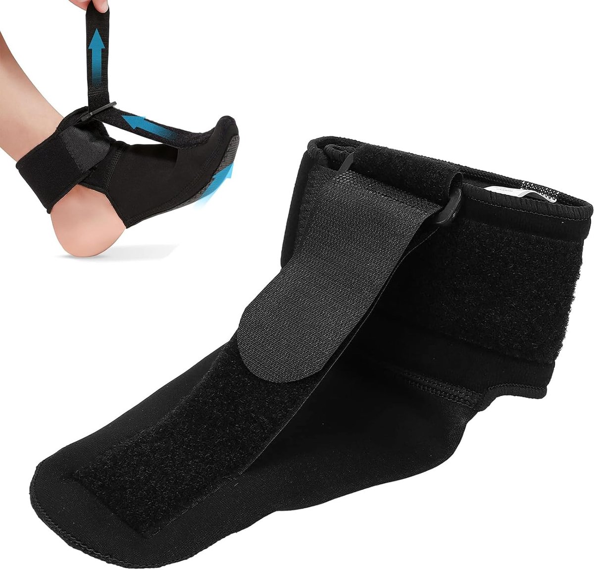 plantaire fasciitis nachtspalk, comfortabele plantaire fasciitis bandage 's nachts, hielspoorbandage ter verlichting van voetpijn (zwart, M)