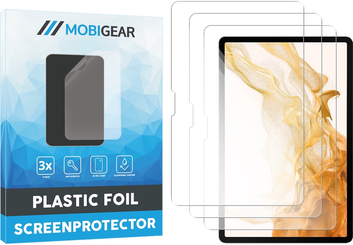 Mobigear Screenprotector geschikt voor Samsung Galaxy Tab S8 | Mobigear Screenprotector Folie - Case Friendly (3-Pack)
