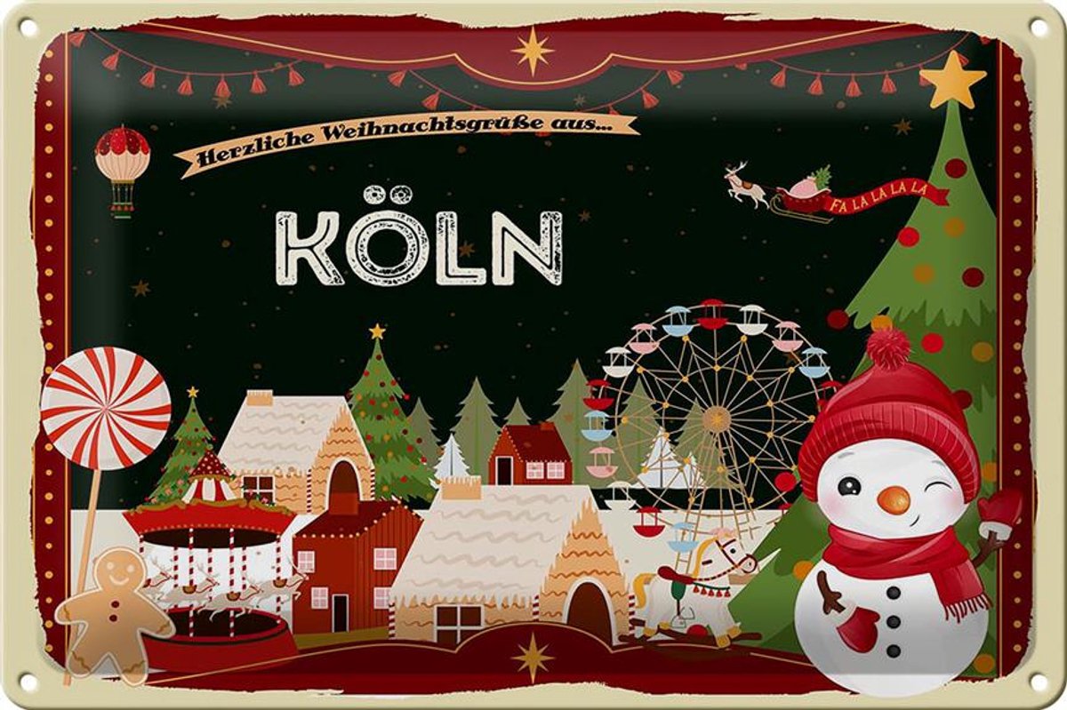 Blechschild Weihnachten Grüße aus KÖLN 30x20cm