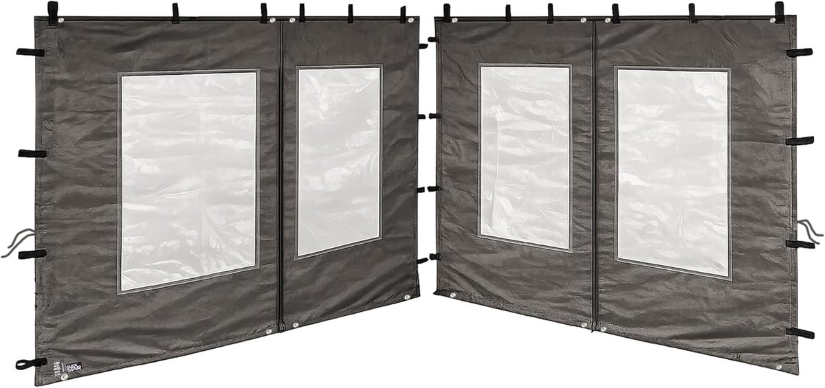 QUICK STAR 2 zijpanelen van PE met venster 300x195cm voor paviljoen 3x3m zijwand antraciet RAL 7012 - ShopVlot