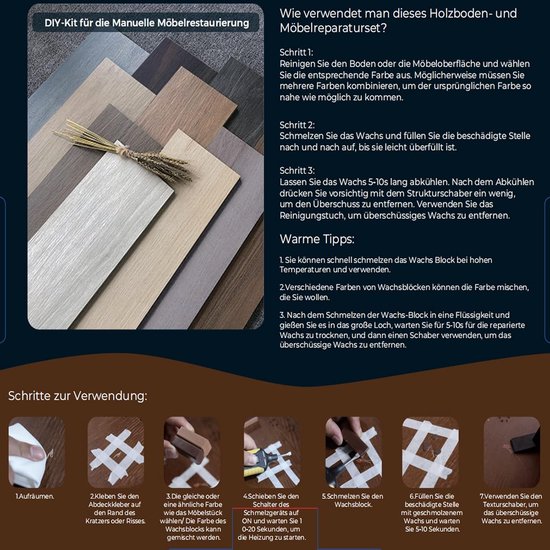 Vloer Reparatie Kit - Laminaat PVC Herstel - Krassen Verwijderen - Inclusief Kleurmengset - 19 Delig - Grijs — afbeelding 4