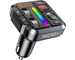 Bluetooth FM Transmitter - Auto Radio Adapter - Muziek Afspelen Auto - 38W Snellader PD QC3.0 - Bluetooth 5.3 - Zwart