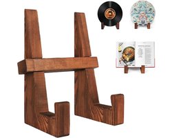 Support de livre en bois - Support de livre de cuisine - Support de disque - Support photo pliant - Support décoratif pour assiettes, photos, disques vinyles, livres de cuisine - 14,7 cm de large