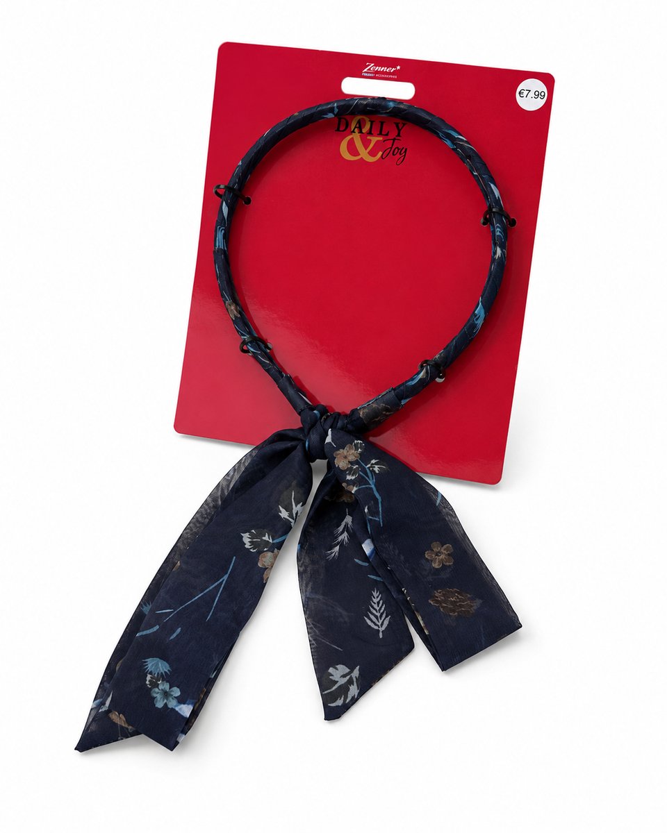 Zenner Daily & Joy haarband met strik – donkerblauwe bloemenprint