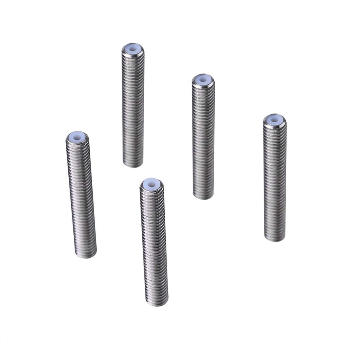 5 Stuks Roestvrijstalen M6 Vat Mondstuk Keel met PTFE Buis, 6 Mm Draaddiameter Mondstukhals voor 1,75 Mm Filament 3D-printer MK8 Extruder (M6*40mm)
