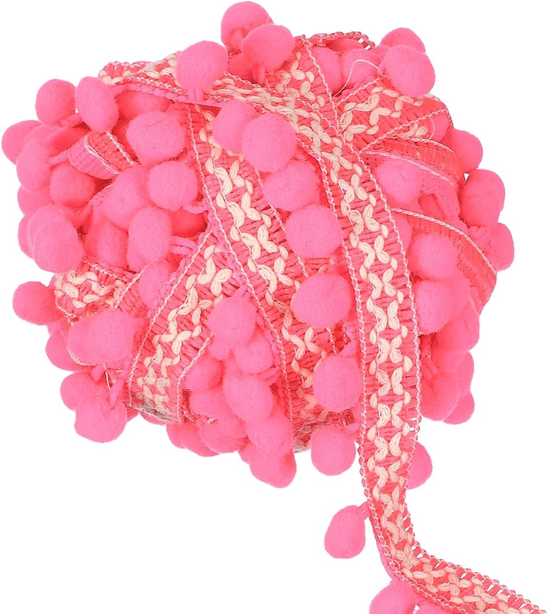 5 Yards Pompom Fransenband, 12 mm, om te naaien, kanten kwasten voor kleding, gordijnen, kussens, thuis, perzikrood
