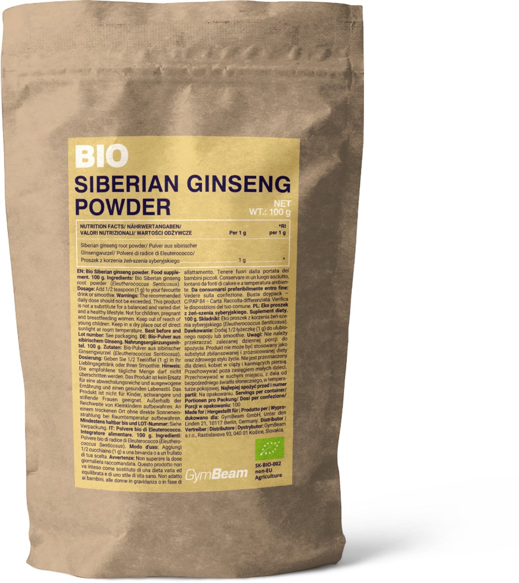GymBeam BIO Siberische ginseng poeder 100 g