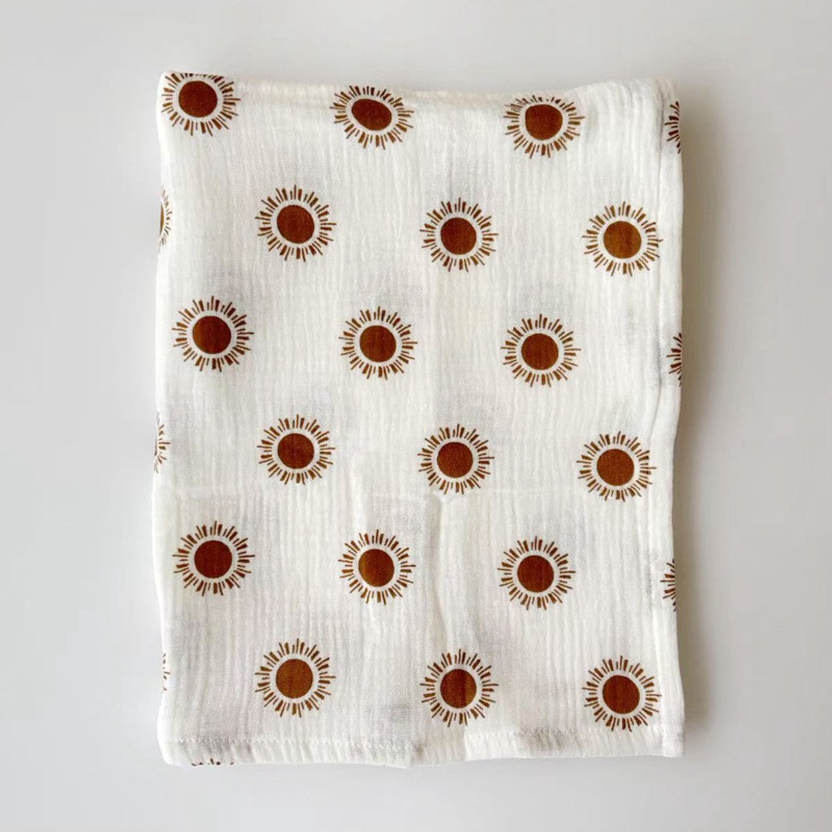 Babywikkeldeken, groot formaat 120*120 cm, ultrazacht en absorberend dubbellaags puur katoen, geschikt voor zowel jongens als meisjes, dunne deken/badhanddoek/wikkeldoek,Witte Zon