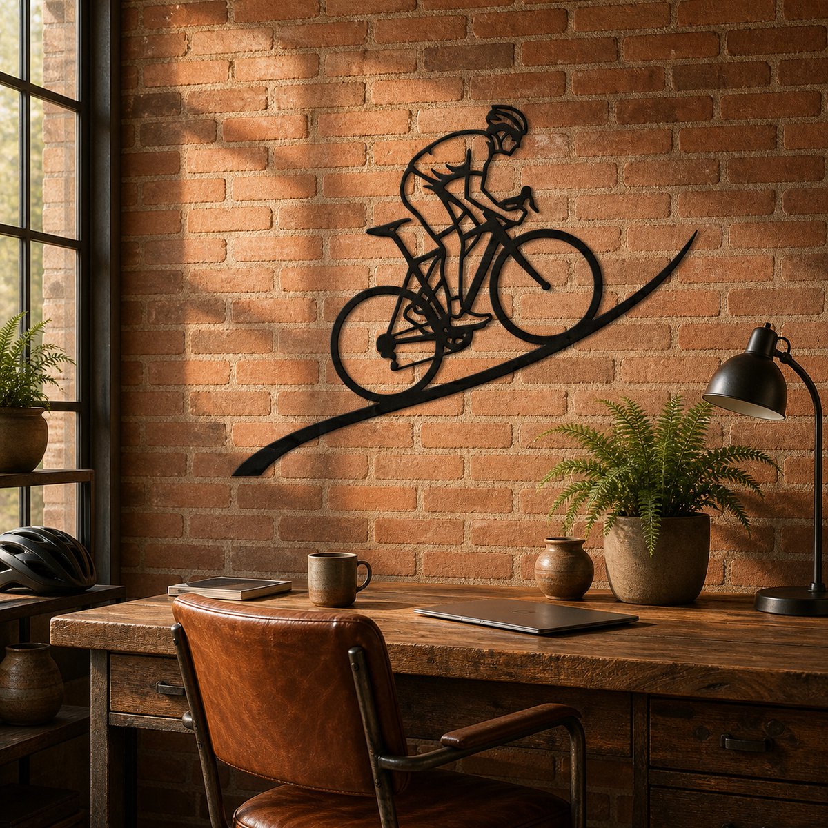 Wielrenner Wanddecoratie - Wielrennen - Wielrennen cadeau - Wielrenner - Wielrenners - Muurdecoratie - Cadeau wielrenner - Fiets cadeau - Fietsen - Cycling - Muurdecoratie Hout - Industrieel - Muurdecoratie slaapkamer - Muurdecoratie woonkamer