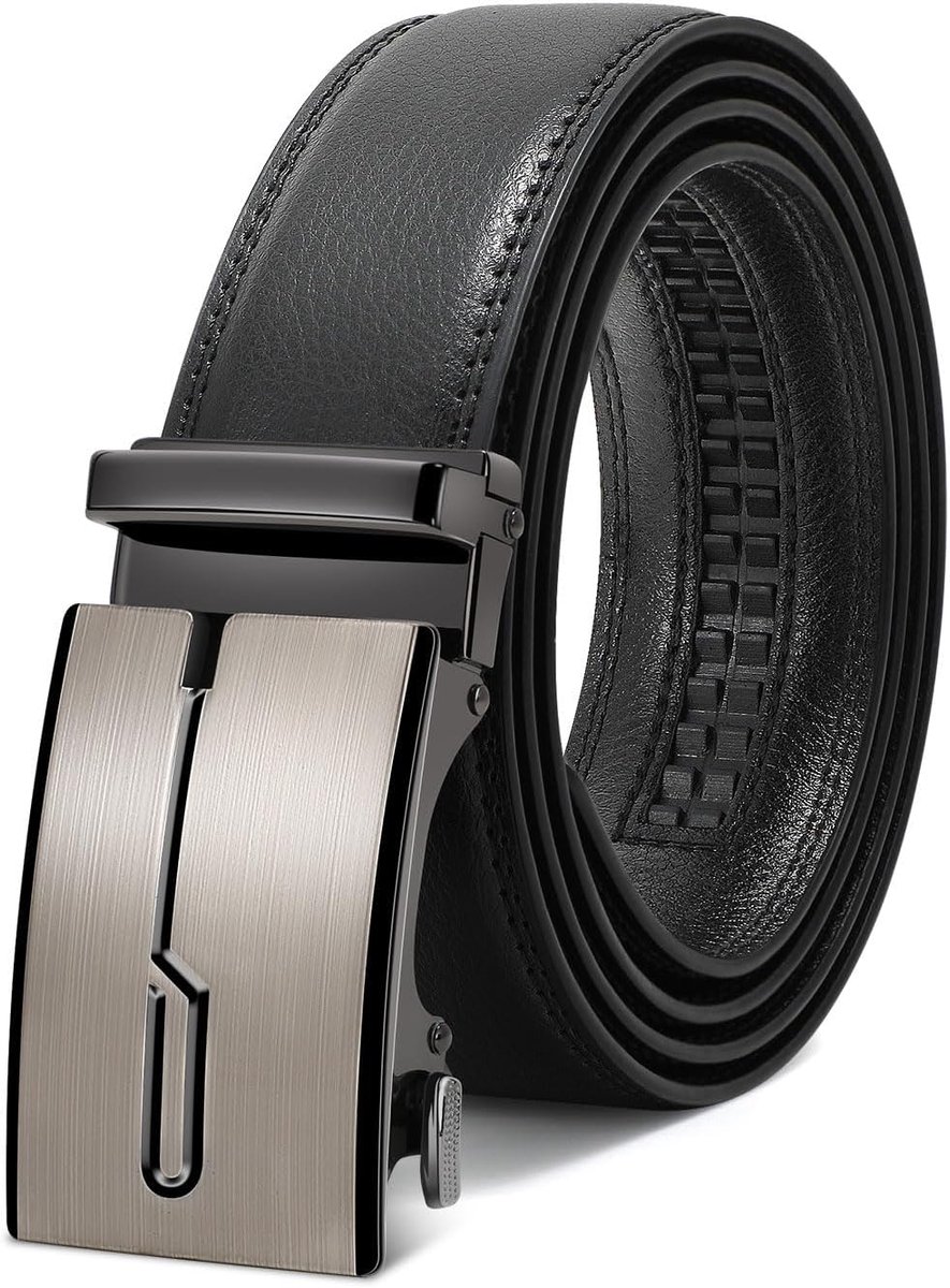 Herenriem, verstelbare leren ratelriem, 3,5 cm pasvorm, heren, automatische gesp, riem voor pak, jeans