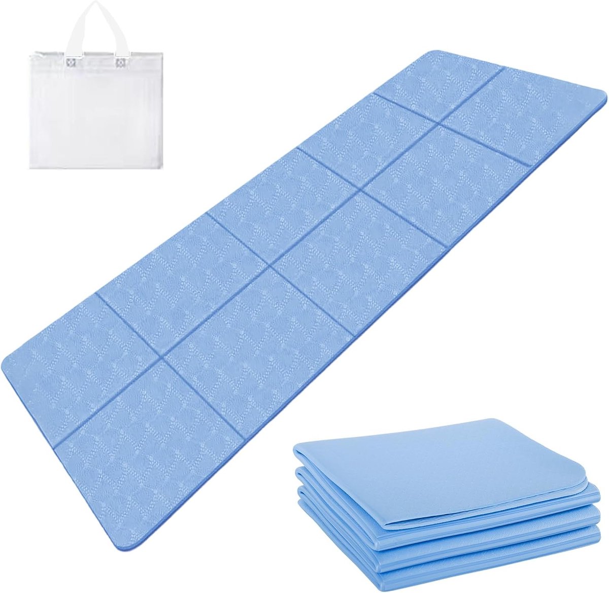 Opvouwbare Yogamat 183 x 61 x 0.4 cm - Reis Yogamat Antislip, Draagbare Fitnessmat met Draagtas voor Yoga, Reizen, Sport
