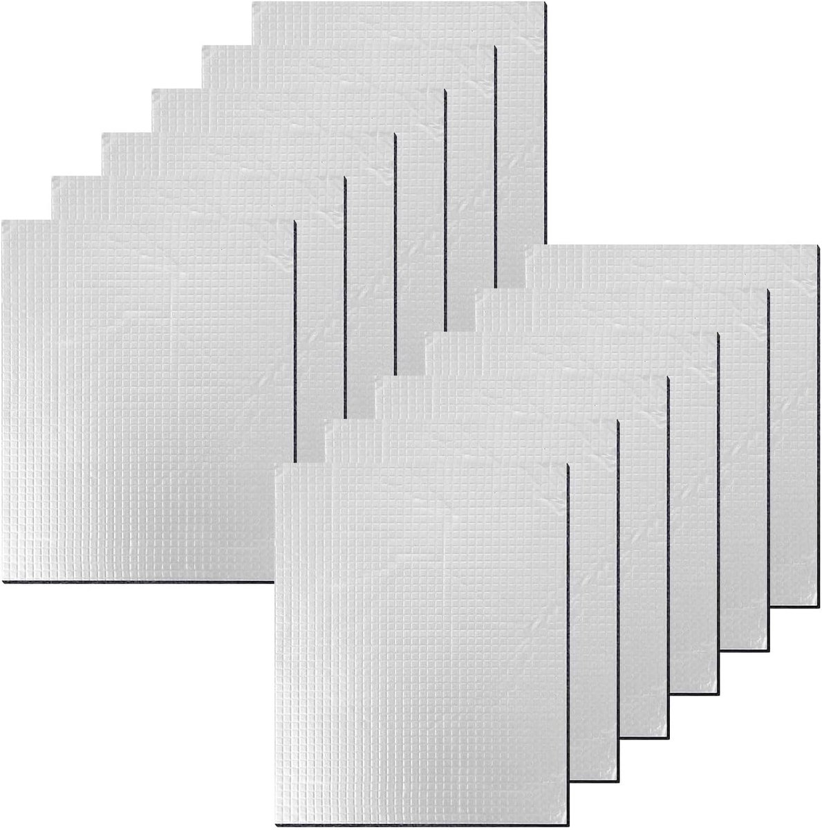 Isolatiemat voor de auto, 12 stuks, zelfklevend, 250 x 180 x 5 mm, zelfklevend, auto-isolatie, vuurvast, vochtbestendig, voor voertuigisolatie, installaties tegen kou
