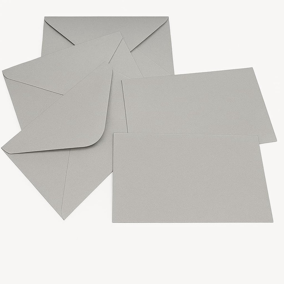 enveloppen met kaarten, set van 100 enveloppen + 100 kaarten, mini-formaten 7 x 11,2 cm en 14 x 9 cm, voor bruiloft, feest, verjaardag, geschenken en wenskaarten (zilver, 11,2 x 7 cm)