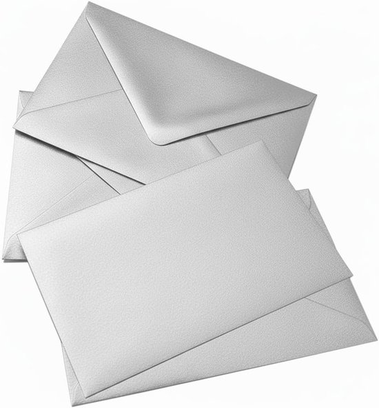 enveloppen met kaarten, set van 100 enveloppen + 100 kaarten, mini-formaten 7 x 11,2 cm en 14 x 9 cm, voor bruiloft, feest, verjaardag, geschenken en wenskaarten (zilver, 11,2 x 7 cm) — afbeelding 3