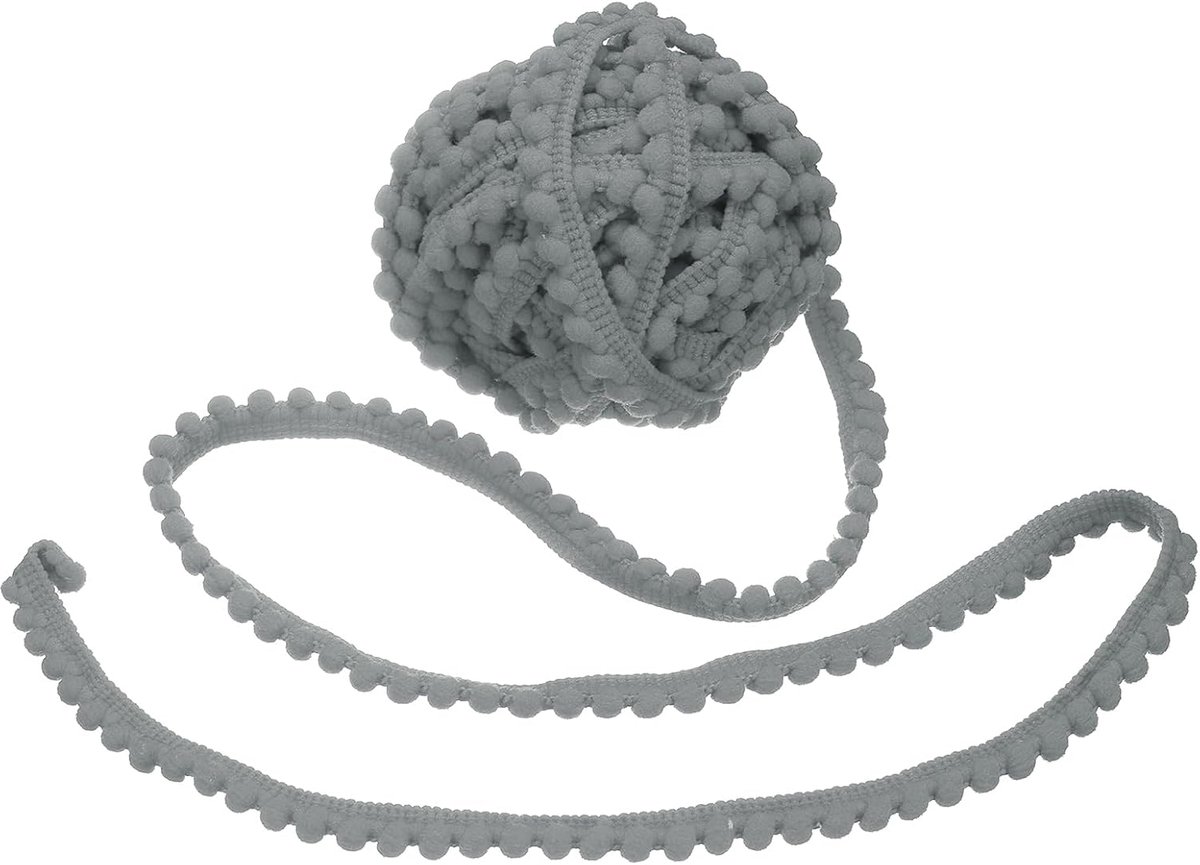 8 Yards Pompon Garnituur, 0,4 inch Brede Band Pompons Lichtgrijs Trim Franje Pompons Lint Stof Voor Doe-het-zelf Ambachten Gordijnen Kleding Kussen Woondecoratie, 5 mm