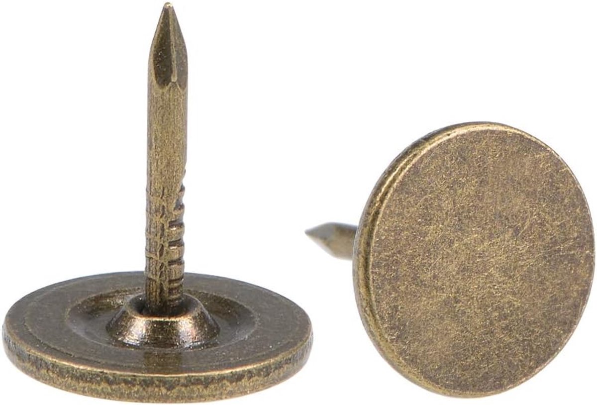 sourcing map 50 stuks. Gestoffeerde nagels punaises 11 mm x 13 mm platte kopnagels Pins zilverkleur 100 pieces Bronze Tone
