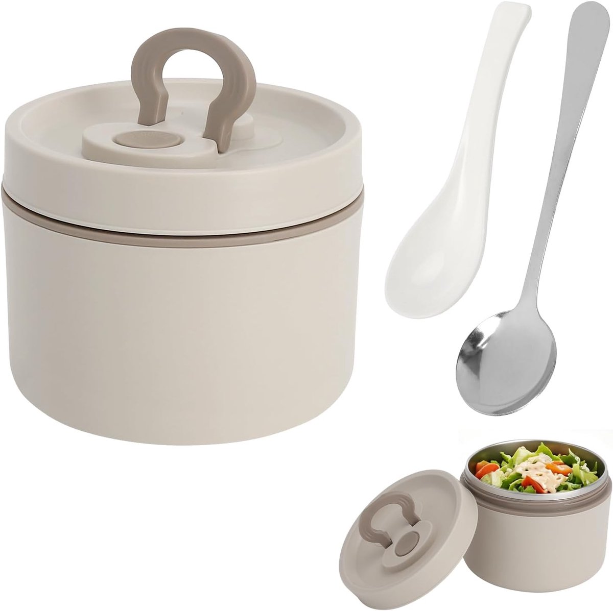 650 ml thermocontainer voor eten, thermische lunchbox voor warm eten, met lepel | Roestvrijstalen thermocontainer voor levensmiddelen, draagbaar, lekvrij, thermocontainer voor school, kantoor, outdoor